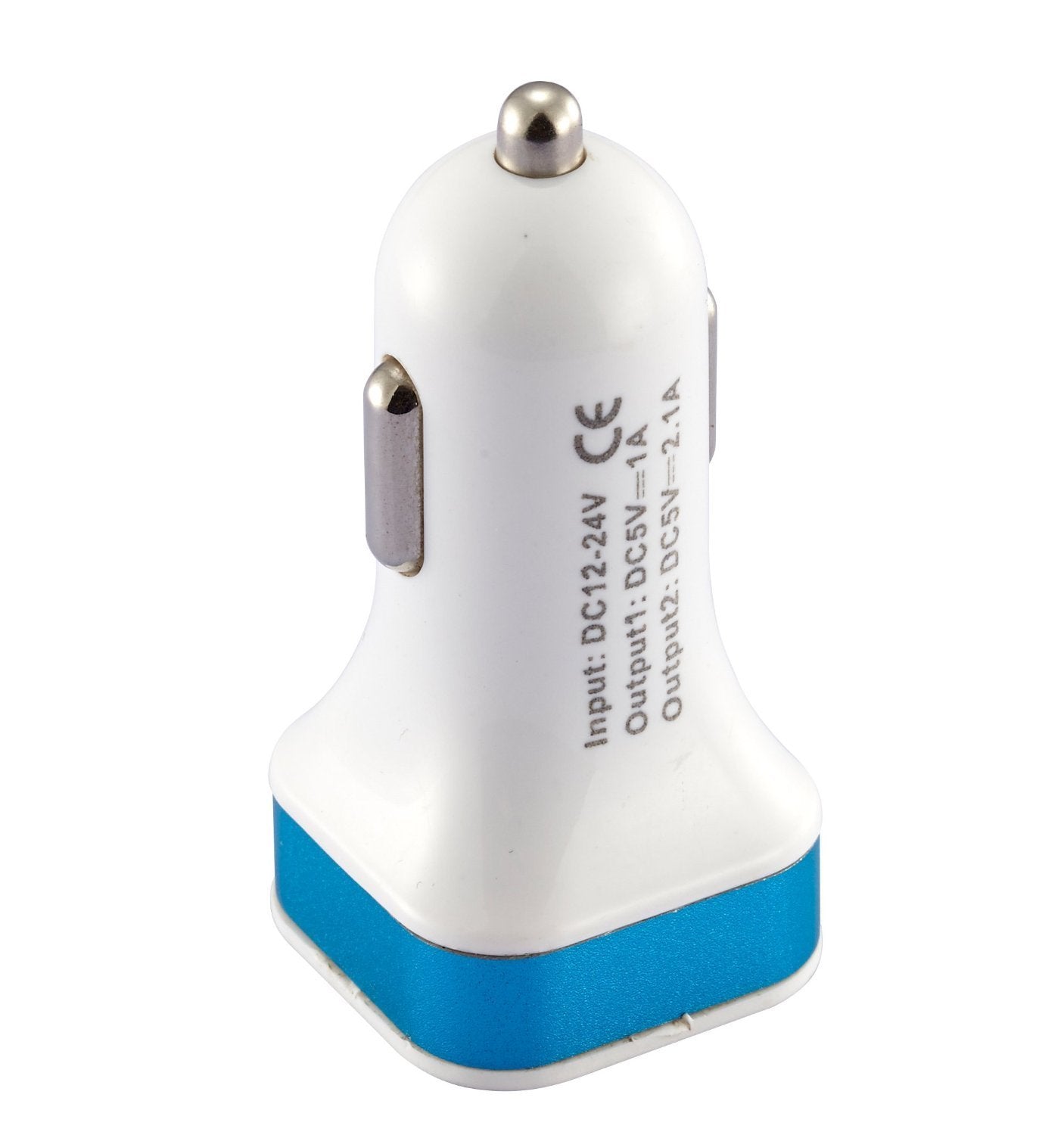 IBRA Dual USB Car Charger Adapter Support IPhone 5 / 4S / 4, iPad 1 / 2 / 3, Google Android Phones, LG, Samsung Galaxy S II III Note,(Support All iPod, iPhone, iPad Models) (White+Blue)