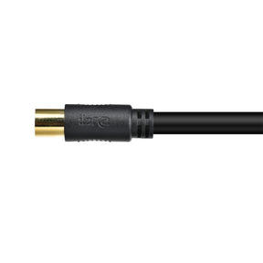 IBRA Aerial Coaxial Cable 5M with Gold-Plated Connectors, Male to Male RF Coax Lead with Female Adapter Coupler for Freeview, Freesat, Sky, Virgin, BT, You View, Satellite TV - Black