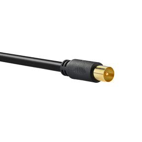 IBRA Aerial Coaxial Cable 4M with Gold-Plated Connectors, Male to Male RF Coax Lead with Female Adapter Coupler for Freeview, Freesat, Sky, Virgin, BT, You View, Satellite TV - Black