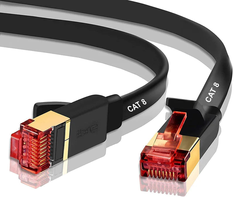 10M CAT8 Ethernet Gigabit Lan network cable (RJ45) SSTP 40Gbps 2000Mhz - FLAT Black - IBRA (Box: 60 Units)