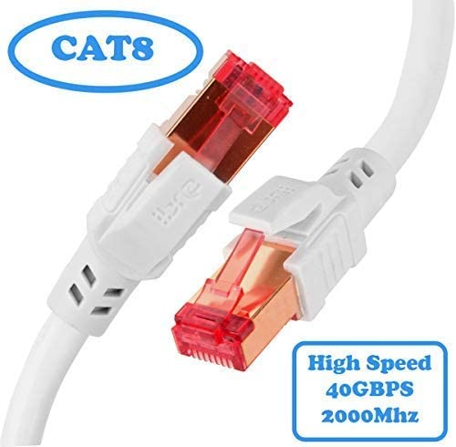 10M CAT8 Ethernet Gigabit Lan network cable (RJ45) SSTP 40Gbps 2000Mhz - Round White - IBRA (Box: 20 Units)