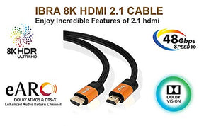 Premium 2.1 HDMI Cable 8M - 8K Ultra High-Speed 48Gbps Lead - IBRA Orange Gold Series