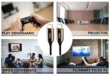 HDMI 8K fiber optic cable HDMI 20M cable Ultra high speed cable 48 Gbps 2.1 Support for 8K cable at 60 Hz, 4K at 120 Hz, 4320p, 4: 4: 4, HDR10 +, HDCP 2.2, 3D, PS4, PS3 - IBRA