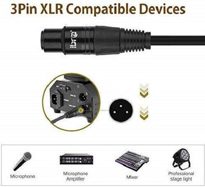 IBRA 3M Microphone Cable, 6.35mm 1/4 Inch TS to XLR Female Microphone Cable for Microphones,Powered Speakers,Sound Consoles and Other Pro Devices