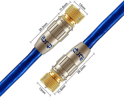 IBRA 10m HDTV Satellite Cable | Coaxial SAT Cable 75 Ohm | Connector: F - Pin to F - Pin | For UHV / RF / DVB-T and DVB-T2, Radio (FM / DAB / DAB +) | Metal Connector and High End Shielding