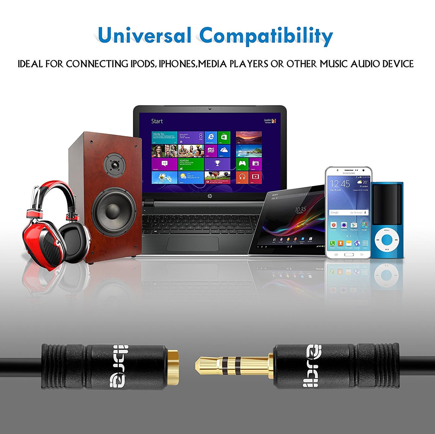IBRA 1.5M Stereo Jack Extension Cable 3.5mm Male > 3.5mm Female - Black