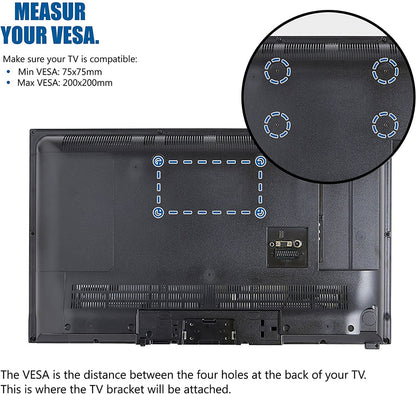 IBRA Ultra Slim Tilt Swivel TV Wall Bracket Mount - For 23-42 Inch OLED QLED LED LCD Plasma Screens | Weight Capacity - 25kgs/55lbs | Max VESA 200x200