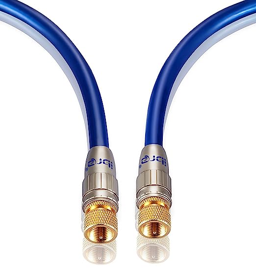 IBRA 1m HDTV Satellite Cable | Coaxial SAT Cable 75 Ohm | Connector: F - Pin to F - Pin | For UHV / RF / DVB-T and DVB-T2, Radio (FM / DAB / DAB +) | Metal Connector and High End Shielding