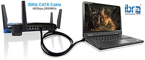 10M CAT8 Ethernet Gigabit Lan network cable (RJ45) SSTP 40Gbps 2000Mhz - FLAT Black - IBRA (Box: 60 Units)