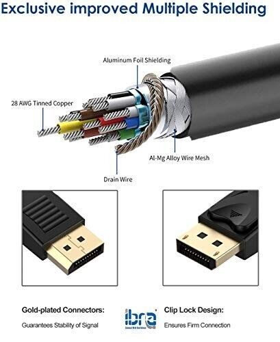 Mini Display Port DP to DP Cable Adapter For iMac MacBook Pro Air LCD - 2M