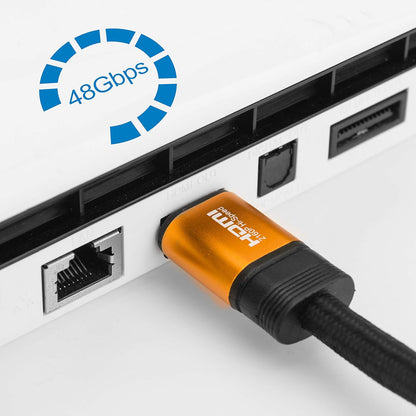 Premium 2.1 HDMI Cable 9M - 8K Ultra High-Speed 48Gbps Lead - IBRA Orange Gold Series