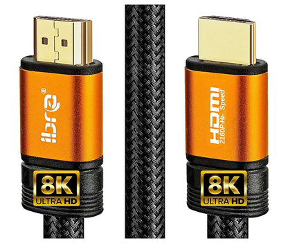 Premium 2.1 HDMI Cable 15M - 8K Ultra High-Speed 48Gbps Lead - IBRA Orange Gold Series