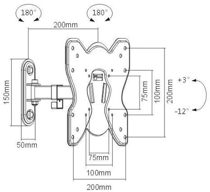 IBRA Ultra Slim Tilt Swivel TV Wall Bracket Mount - For 23-42 Inch OLED QLED LED LCD Plasma Screens | Weight Capacity - 25kgs/55lbs | Max VESA 200x200