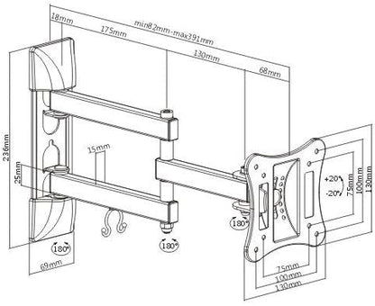 IBRA TV Wall Mount Articulating Corner Bracket 13-27 inch Monitor OLED LED LCD and Curved Tv's, Tilt Swivel Arm Full Motion TV Wall mount