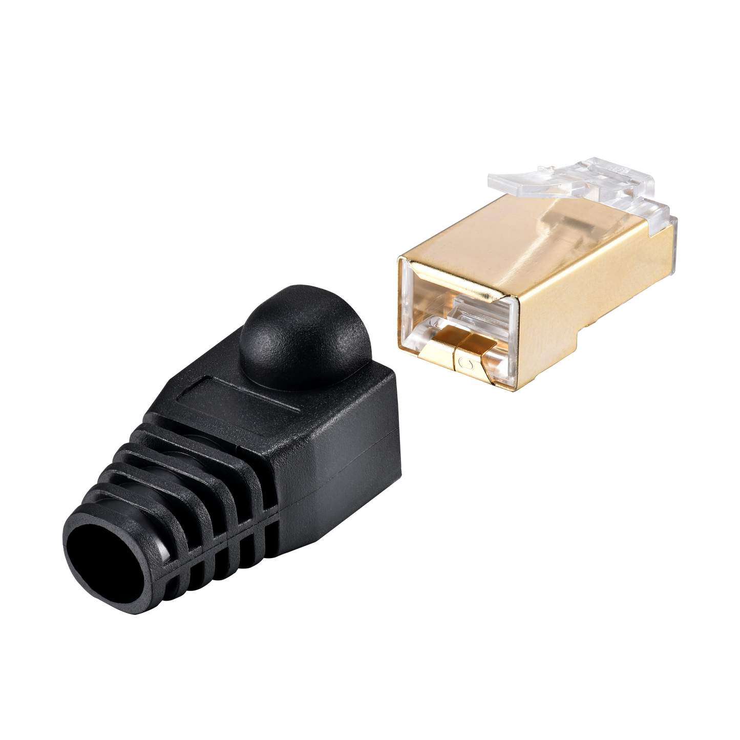 IBRA CAT7 RJ45 Plug Connectors Shielded with Plastic End Shield Black Boots for Ethernet Cable – High-Performance Networking Solution for Secure and Reliable Connections - 10 Pieces