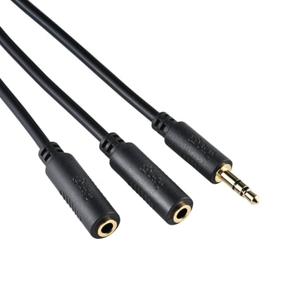IBRA Headphone 0.75M Splitter Cable 3.5mm Aux Splitter Adapter Male to 2X Female Aux Extension Cord for Apple iPhone/iPod/iPad, Samsung, Earphone, Speaker, MP3 Player - Black