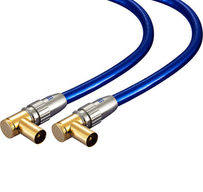 IBRA 1m HDTV Antenna Cable | TV Aerial Cable with 90 Degree Right Angled Connectors | Premium Freeview Coaxial Cable | 90° Angled Connectors: Coax Male to Male | For UHV/UHF/RF DVB-T1/T2