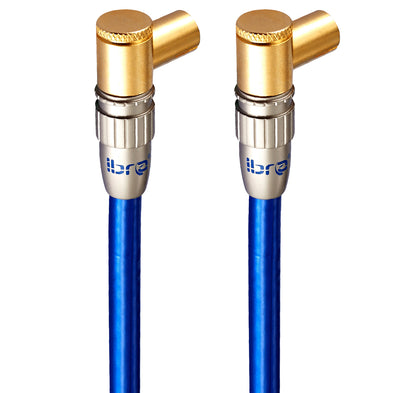 IBRA 0.5m HDTV Antenna Cable | TV Aerial Cable with 90 Degree Right Angled Connectors | Premium Freeview Coaxial Cable | 90° Angled Connectors: Coax Male to Male | For UHV/UHF/RF DVB-T1/T2