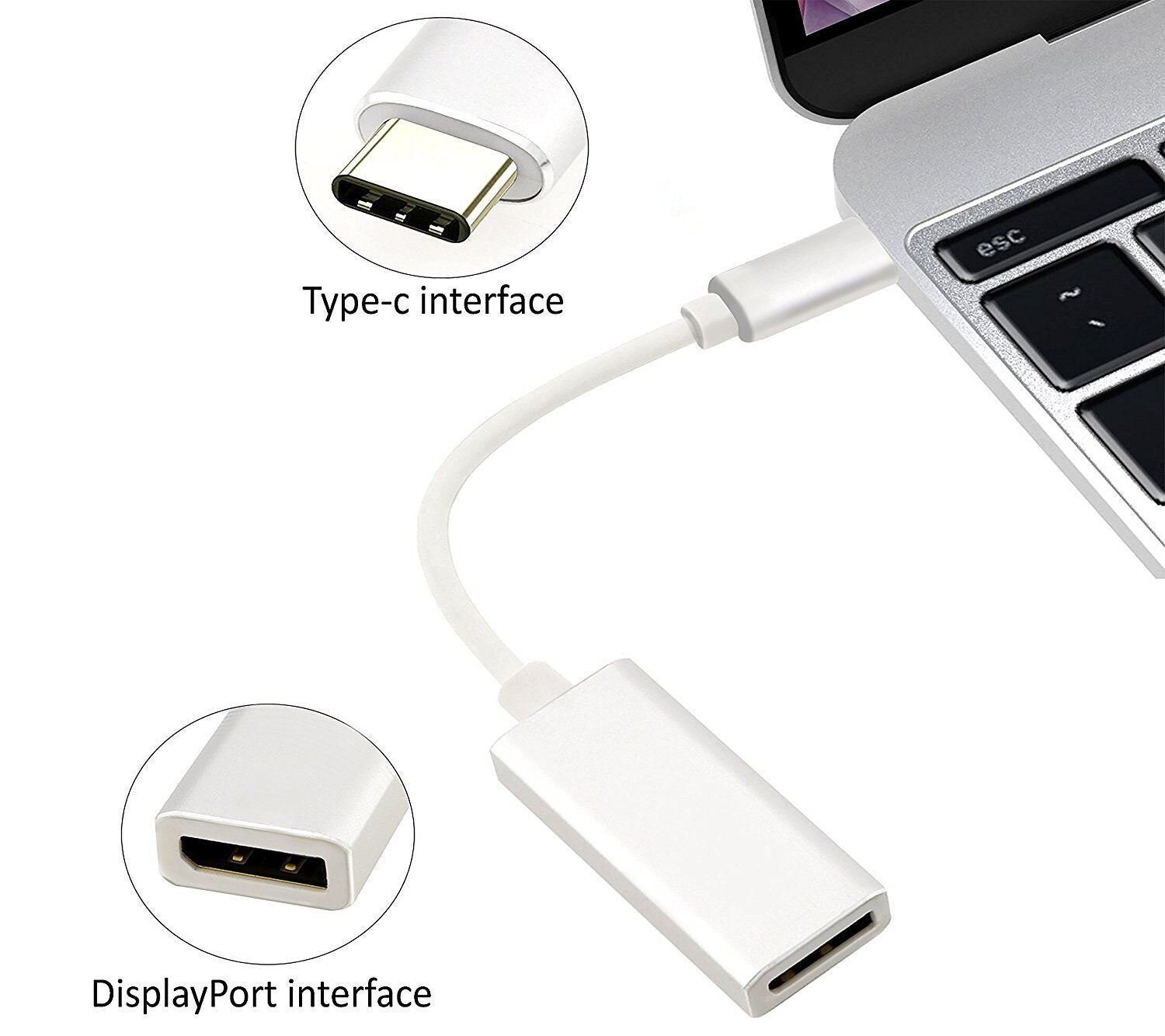 Type C to DisplayPort Adapter USB 3.1 USB C to DP Cable Adapter - 0.15M