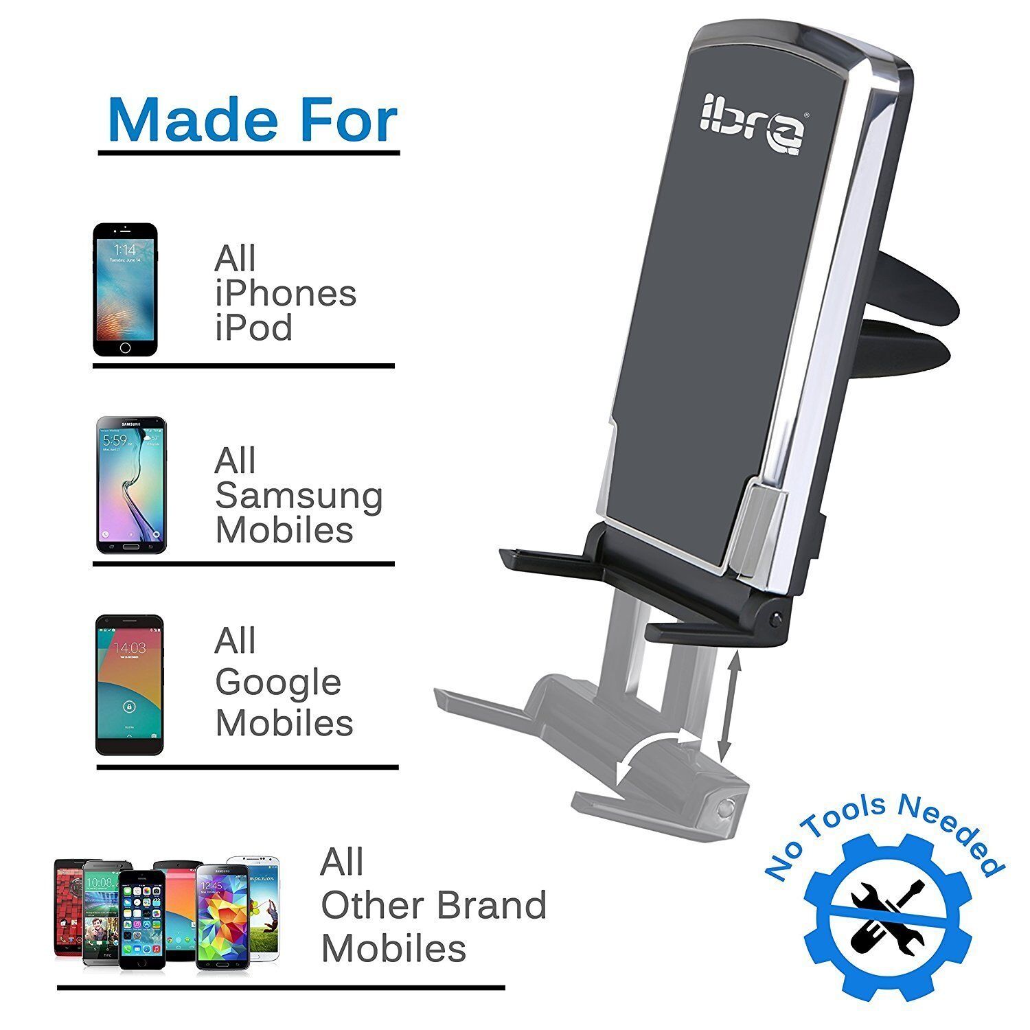 Universal Magnetic Phone Car Mount Holder for Smartphones and Mini Tablets