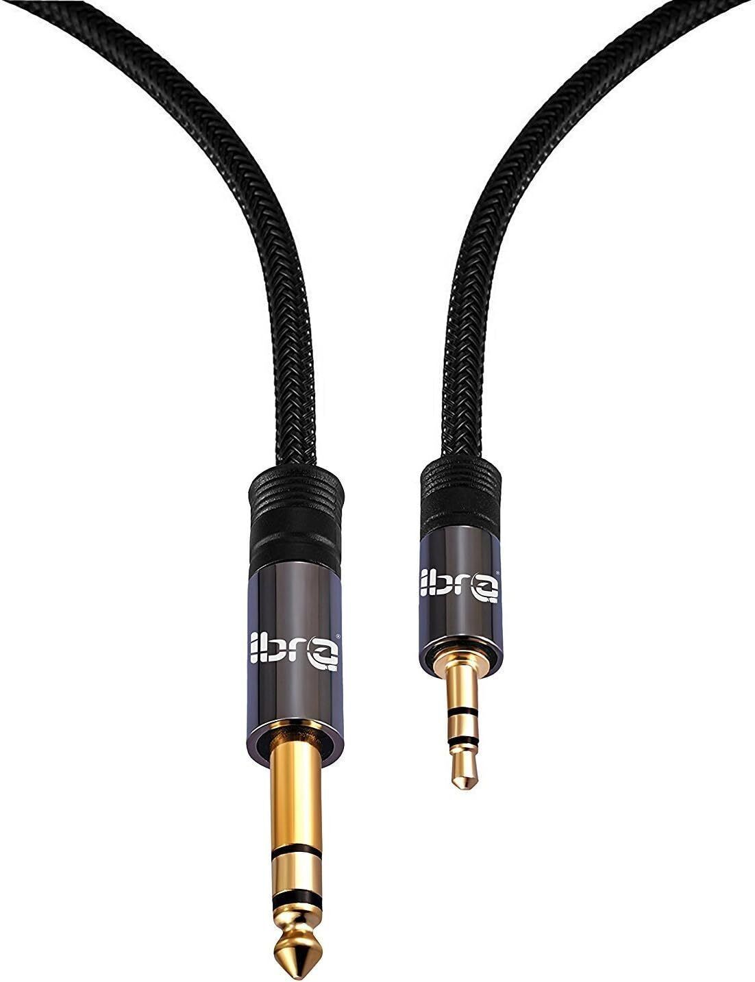 3.5mm to 6.35mm 1/4 inch Small to Big Mono Jack Audio Cable Plug Patch Lead Amp - 15M