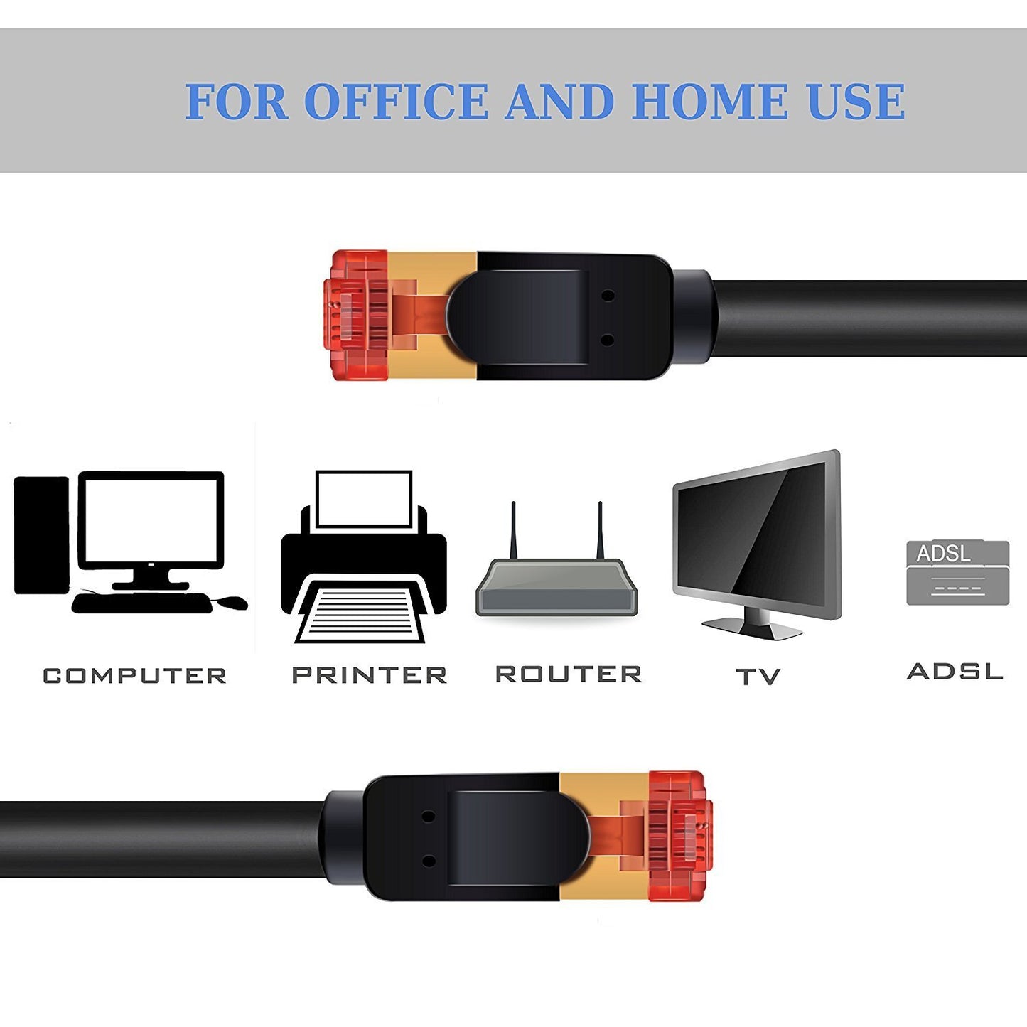 Ethernet Gigabit Lan Network Cable (RJ45) Advanced CAT 7 |Gold Connectors| 10Gbps 600MHz |10/100/1000Mbit/s | Patch cable |STP| compatible with CAT.5 / CAT.5e / CAT.6 | Switch/Router/Modem/Patch panel / Access Point / patch fields | 1.5M IBRA Round Black