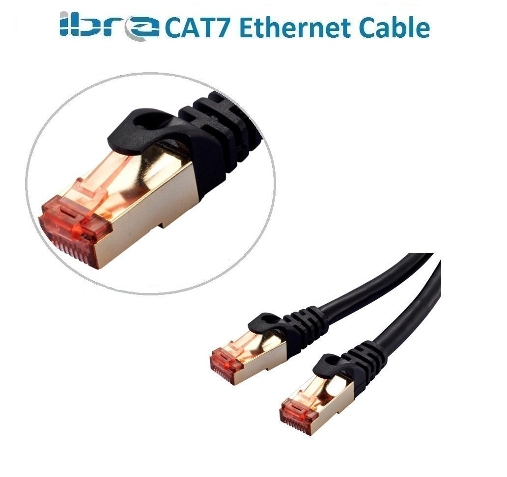 Ethernet Gigabit Lan Network Cable (RJ45) Advanced CAT 7 |Gold Connectors| 10Gbps 600MHz |10/100/1000Mbit/s | Patch cable |STP| compatible with CAT.5 / CAT.5e / CAT.6 | Switch/Router/Modem/Patch panel / Access Point / patch fields | 20M IBRA Round Black