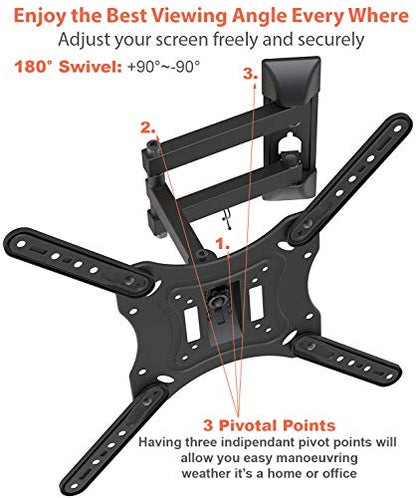 IBRA Ultra Slim Tilt Swivel TV Wall Bracket Mount Full Motion for 23-55 Inch OLED QLED LED LCD Plasma & Curved Screens
