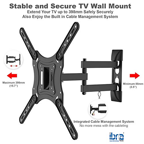 IBRA Ultra Slim Tilt Swivel TV Wall Bracket Mount Full Motion for 23-55 Inch OLED QLED LED LCD Plasma & Curved Screens