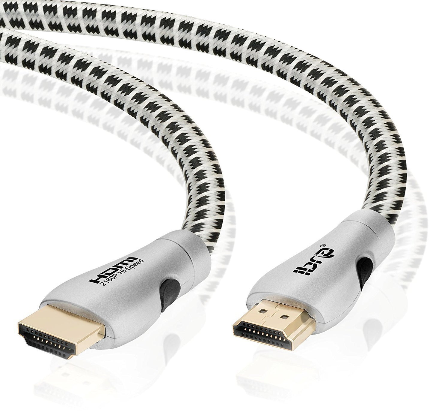 HDMI Cable 1M High Speed v2.0/1.4a 18Gbps 3D TV 2160p PS4 SKY HD 4K@60Hz Ultra HD Ethernet Audio Return Virgin BT Nylon Braided - IBRA Titanium