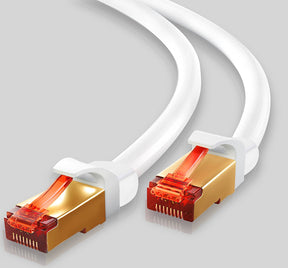 Ethernet Gigabit Lan Network Cable (RJ45) Advanced CAT 7 |Gold Connectors| 10Gbps 600MHz |10/100/1000Mbit/s | Patch cable |STP| compatible with CAT.5 / CAT.5e / CAT.6 | Switch/Router/Modem/Patch panel / Access Point / patch fields | 1.5M IBRA Round White