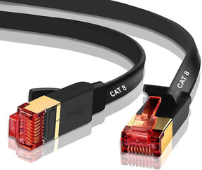 3M CAT8 Ethernet Gigabit Lan network cable (RJ45) SSTP 40Gbps 2000Mhz - FLAT Black - IBRA