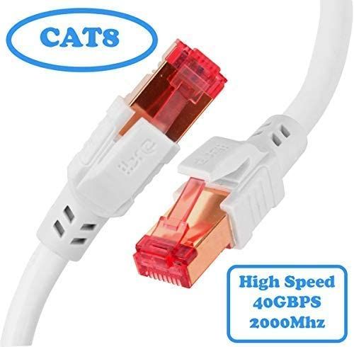 30M CAT8 Ethernet Gigabit Lan network cable (RJ45) SSTP 40Gbps 2000Mhz - Round White - IBRA