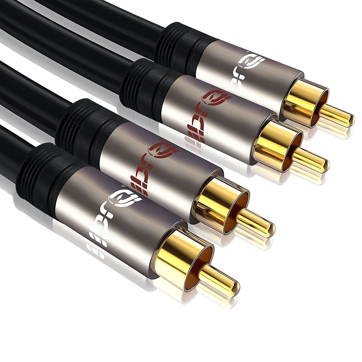 IBRA 5M 2RCA Male to 2RCA Male High Quality Home Theater Audio Cable -2RCA TO 2RCA Cable - Gun Metal Range