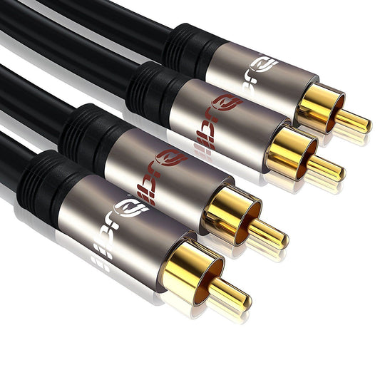 IBRA 7.5M 2RCA Male to 2RCA Male High Quality Home Theater Audio Cable -2RCA TO 2RCA Cable - Gun Metal Range