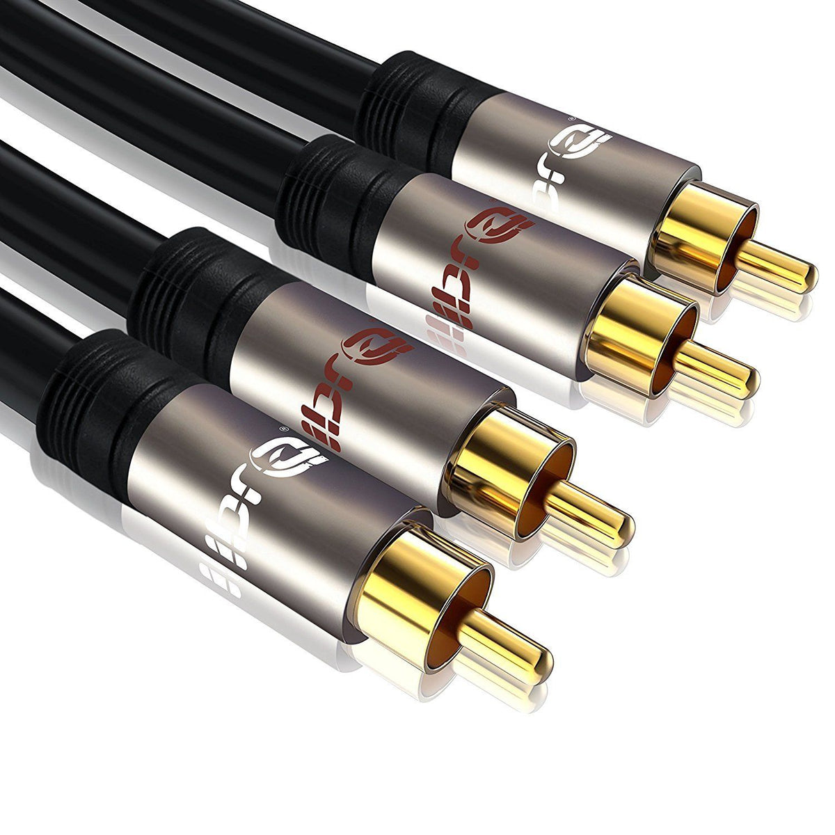 IBRA 7.5M 2RCA Male to 2RCA Male High Quality Home Theater Audio Cable -2RCA TO 2RCA Cable - Gun Metal Range