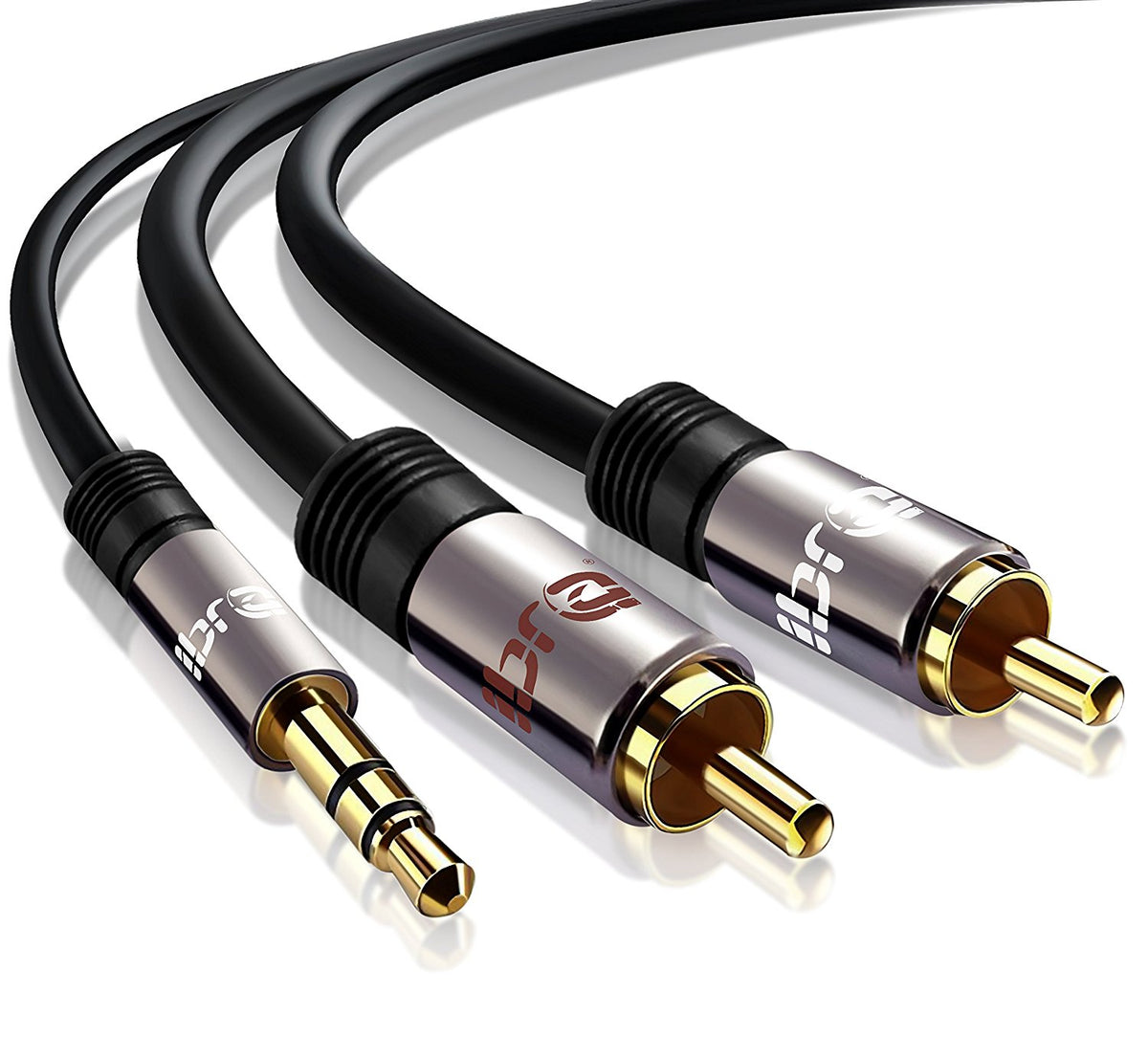Premium 3.5mm Stereo Jack to 2 RCA Phono Plugs Audio Cable Lead GOLD 15m - IBRA