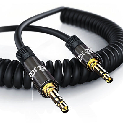 Spiral Aux Cable 2M 3.5mm Stereo Premium Auxiliary Audio Coiled Cable - for Beats Headphones Apple iPod iPhone iPad Samsung LG Smartphone MP3 Player Home / Car etc - IBRA Gun