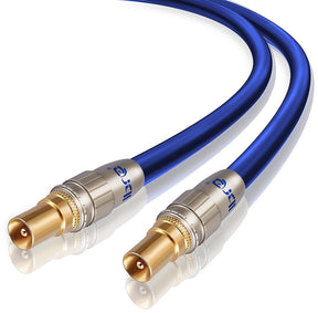 20M HDTV Antenna Cable | TV Aerial Cable | Premium Freeview Coaxial Cable | Connectors: Coax Male to Coax Male | For UHF / RF TVs, VCRs, DVD players, DVRs, cable boxes and satellite | IBRA Blue Gold