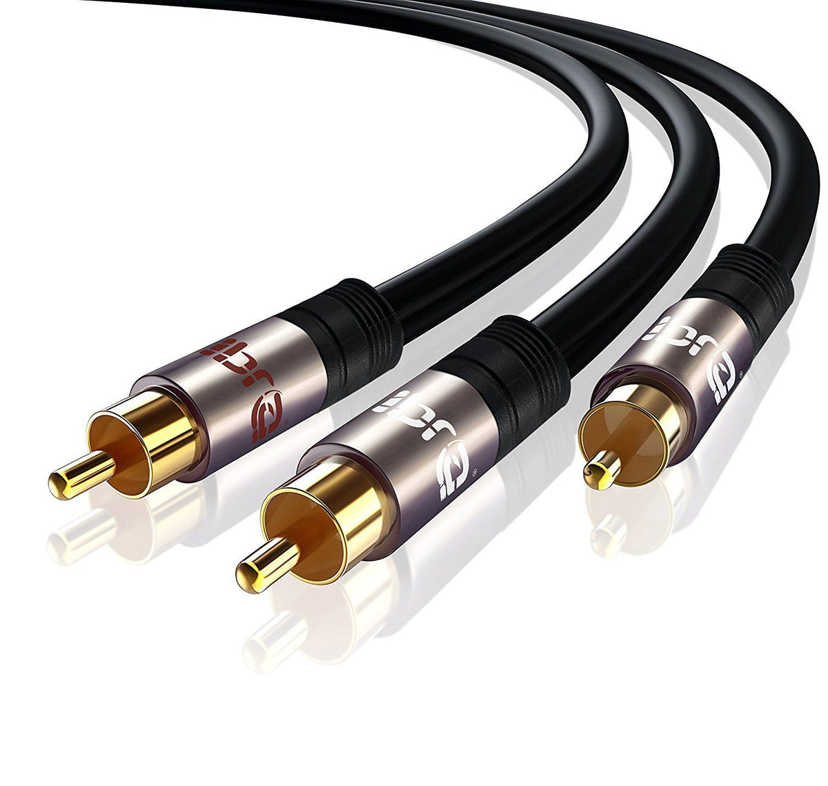 IBRA 7.5M Y Cable / Subwoofer Cable / Audio Cable / RCA Cable (1 x RCA to 2 x RCA) - GUN Metal Range