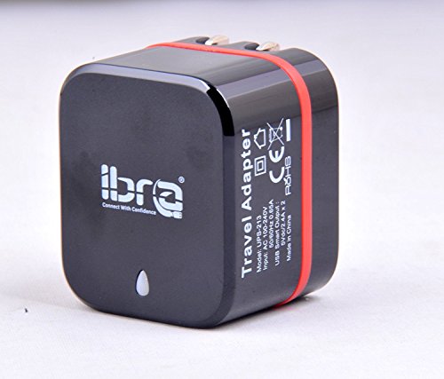 IBRA Dual USB AC Power Adapter with 27W ,5.1A ,Built-in Smart IC Technology for iPhone X,7,6S 6S+, 6 6Plus, iPad Pro / Air Mini, Samsung Galaxy S6, S6 Edge, Nexus, HTC M9 and More - Black
