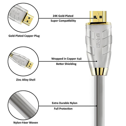 HDMI Cable 2M HDMI 2.0(4K@60Hz)-18Gbps+ -28AWG Advanced Braided Cord-Gold Plated Connectors-Ethernet,Audio Return Video 4K2160p HD1080p3D Xbox PlayStation PS3 PS4 AppleTV-IBRA Advance(Updated Version)