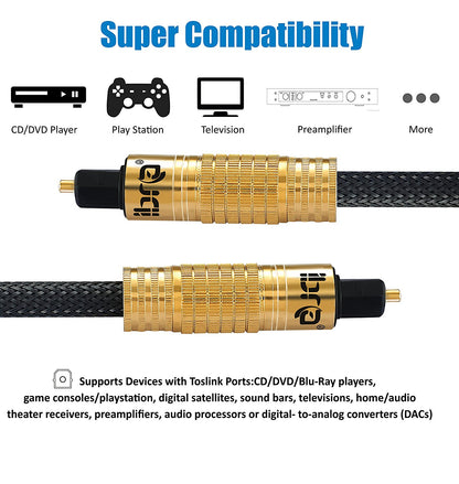 Optical Toslink Digital Audio Cable - Suitable for PS3,Sky,Sky HD,LCD,LED,Plasma, Blu Ray to Connect with Home Cinema Systems,AV Amps - 3M - IBRA PREMIUM BLACK