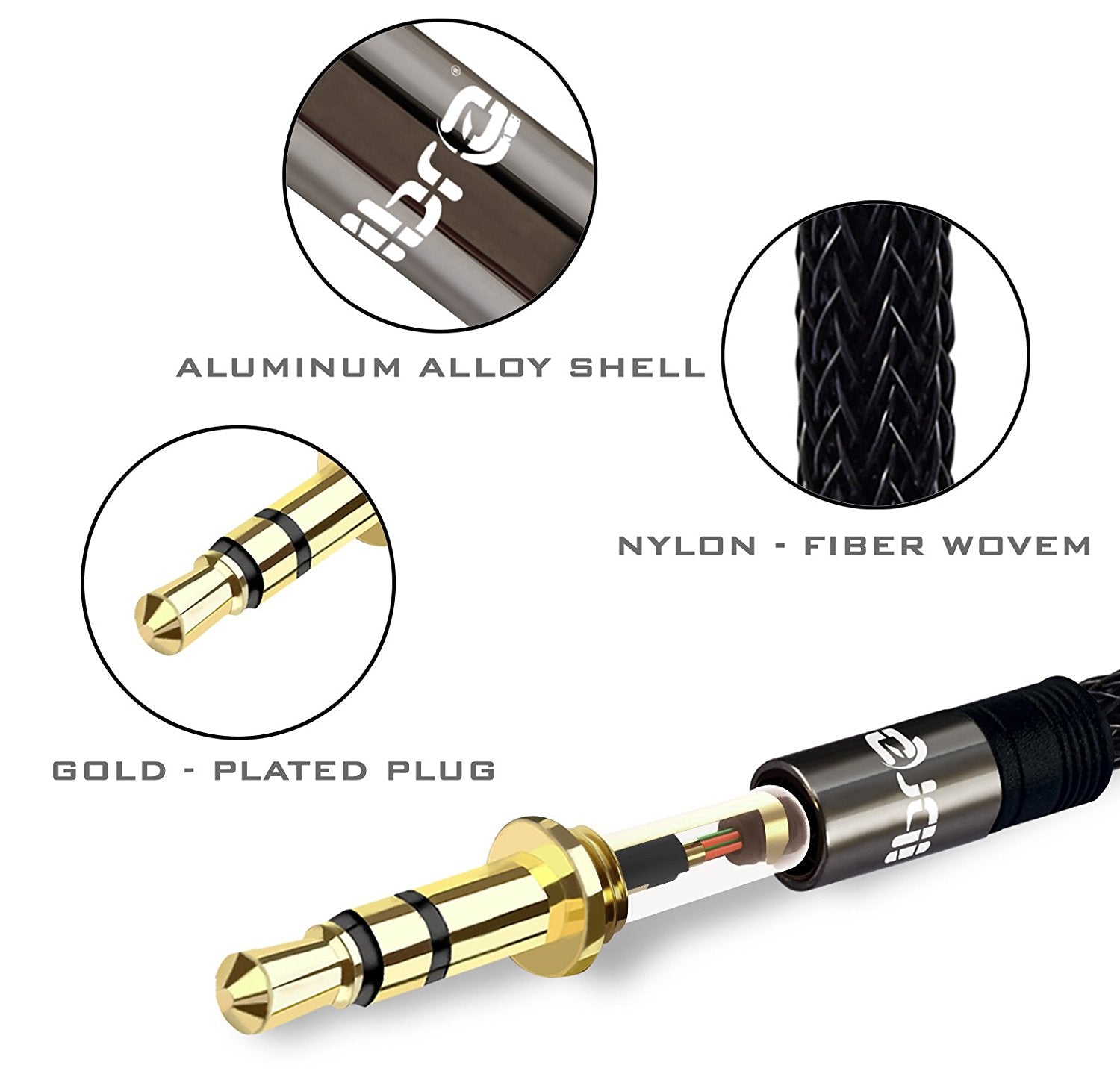 3.5mm Stereo Jack to Jack Audio Cable Lead Gold 1m- IBRA Gun Series
