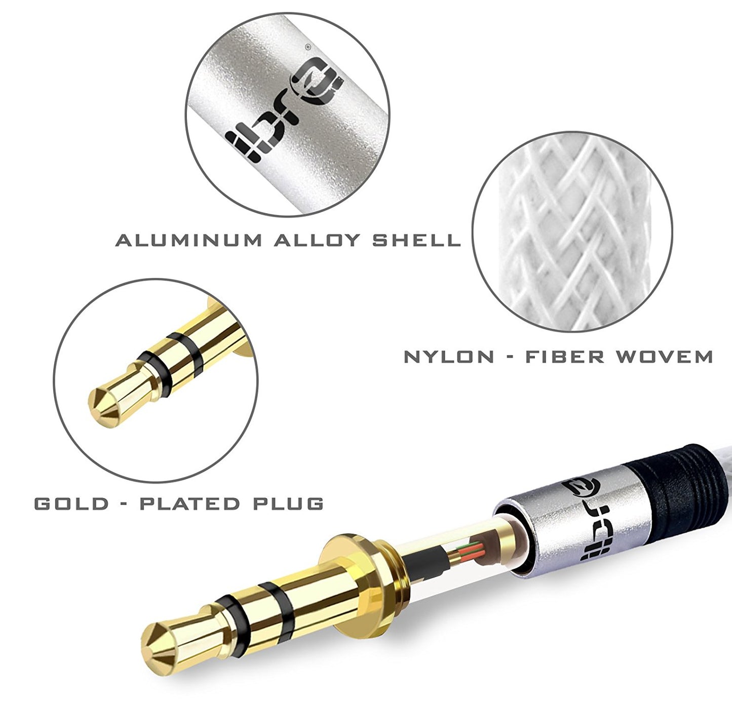 3.5mm Stereo Jack to Jack Audio Cable Lead Gold 1m- IBRA Silver Series
