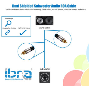 IBRA 3M Digital Coaxial Cable / Subwoofer Cable / Audio Cable / RCA Cable (1 x RCA to 1 x RCA) - Gun Metal range