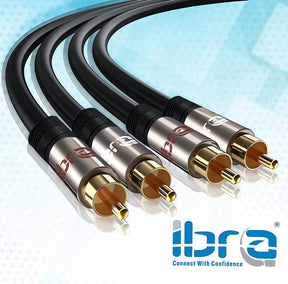 IBRA 1M 2RCA Male to 2RCA Male High Quality Home Theater Audio Cable -2RCA TO 2RCA Cable - Gun Metal Range