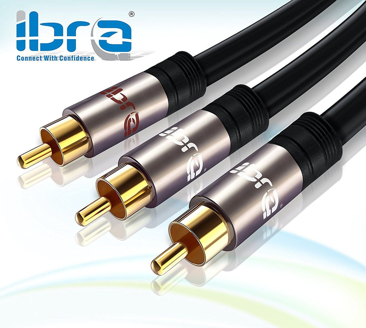 IBRA 7.5M Y Cable / Subwoofer Cable / Audio Cable / RCA Cable (1 x RCA to 2 x RCA) - GUN Metal Range