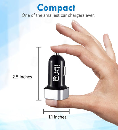 IBRA Dual USB Car Charger Adapter Support IPhone 5 / 4S / 4, iPad 1 / 2 / 3, Google Android Phones, LG, Samsung Galaxy S II III Note,(Support All iPod, iPhone, iPad Models) (Black)