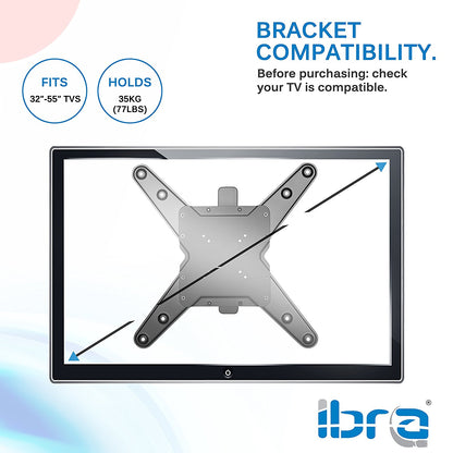Slim Line TV Wall Mount Bracket with Motorised Remote Controller for LED,LCD,Plasma and 3D Tvs, Suitable for Screen Sizes 32 to 55 inch.